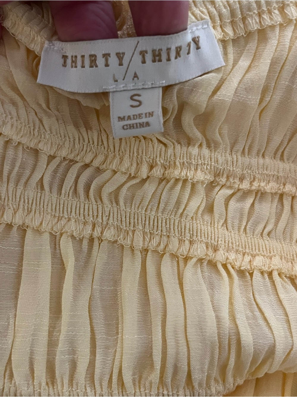 Smocked Yellow Ruffle Crop Top with Button Front - Picture 4 of 5